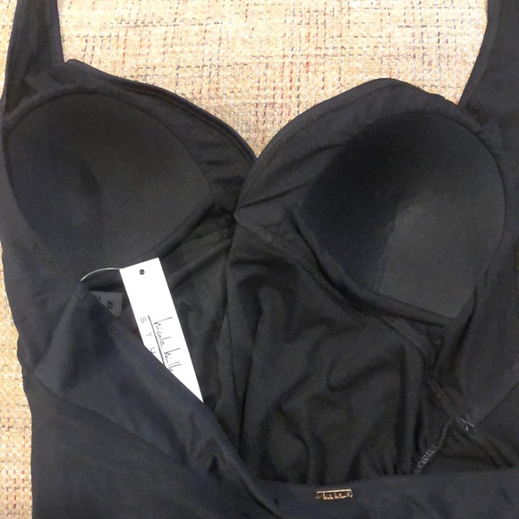 NICOLE MILLER Black Halter Neck Cut Out Skirted Black Swimsuit Sz 1X NWT - Picture 15 of 17